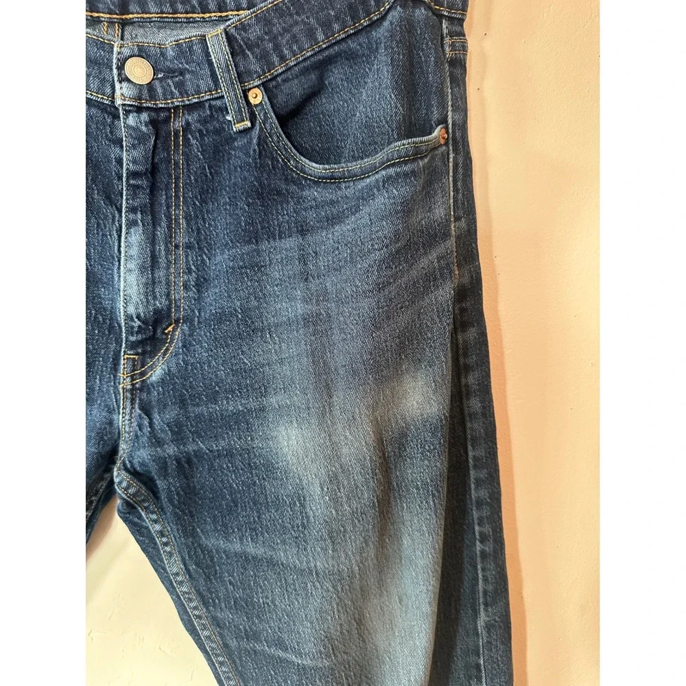 Levis 505 Regular Fit Jeans Mens 36x30 Medium Dark Wash Straight Leg Denim